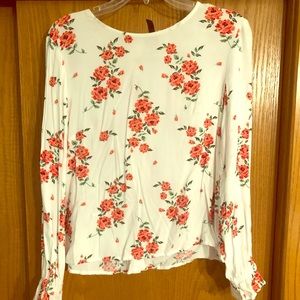 Divided White Flower Blouse